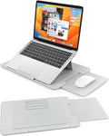 AboveTEK Adjustable Laptop Lap Desk, 3 Ergonomic Angles, PU Leather Non-Slip Surface, Heat Shield, Retractable Mouse Pad, Portable Laptop Lap pad for Bed, Sofa, Travel (Light Gray) by AboveTEK