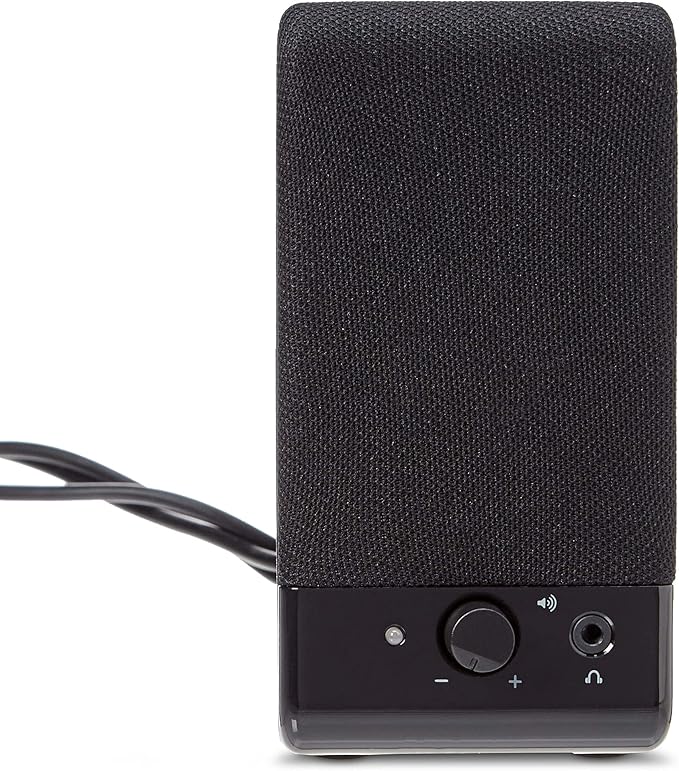 Amazon Basics USB-Powered Computer Speakers with Volume Control for Desktop or Laptop PC, Compact Size, Headphone Jack, Portable, Plug-N-Play, Black - Image 5