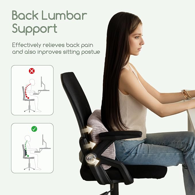 HIGOGOGO Lumbar Support Pillow for Recliner Chair/Accent Chair/Couch, Memory Foam Back Support Cushion for Elderly, Recliner Cushions for Back Rest, Pain Relief, Reading, Washable Cover, Grey - Image 7