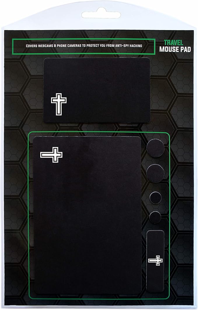 Mouse Pad Adhesive Bottom - Sticks to Any Surface - Portable - Webcam Covers and Screen Cleaner Included (Cross-Black) - Image 8