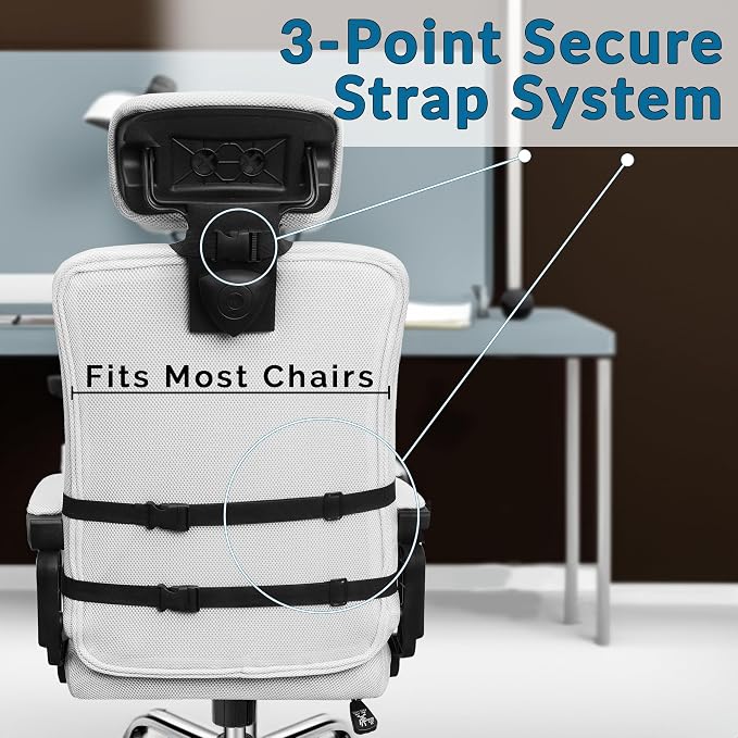 ComfiLife Lumbar Support Pillow for Office Chair – Premium Memory Foam Lumbar Pillow – Back Support for Office Chair, Car – Back Pain Relief, Improves Posture – 3 Adjustable Straps, Mesh + Leatherette - Image 8