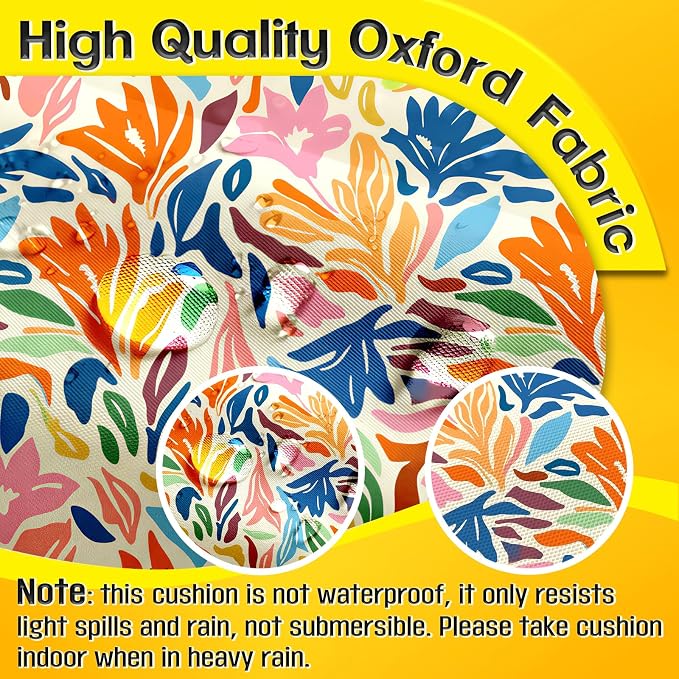 MAGIC ELEPHANT Outdoor Bench Cushion, Memory Foam Loveseat Cushion for Patio Furniture Wicker Chair, Settee Porch Swing Seat Cushion, 44 x 19 Inches (Multicolor Leaves) - Image 4