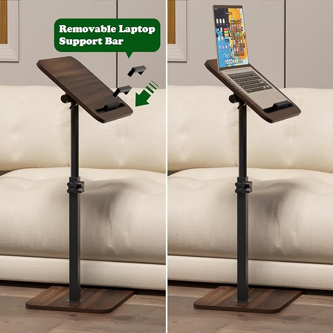 360° Swivel Sofa Side Table for Couch, Set of 2 | Adjustable Height, Laptop Table for Work, TV Trays Table for Snacks Reading, Fits Bed Chair, Phone & Tablet Slot - Image 6