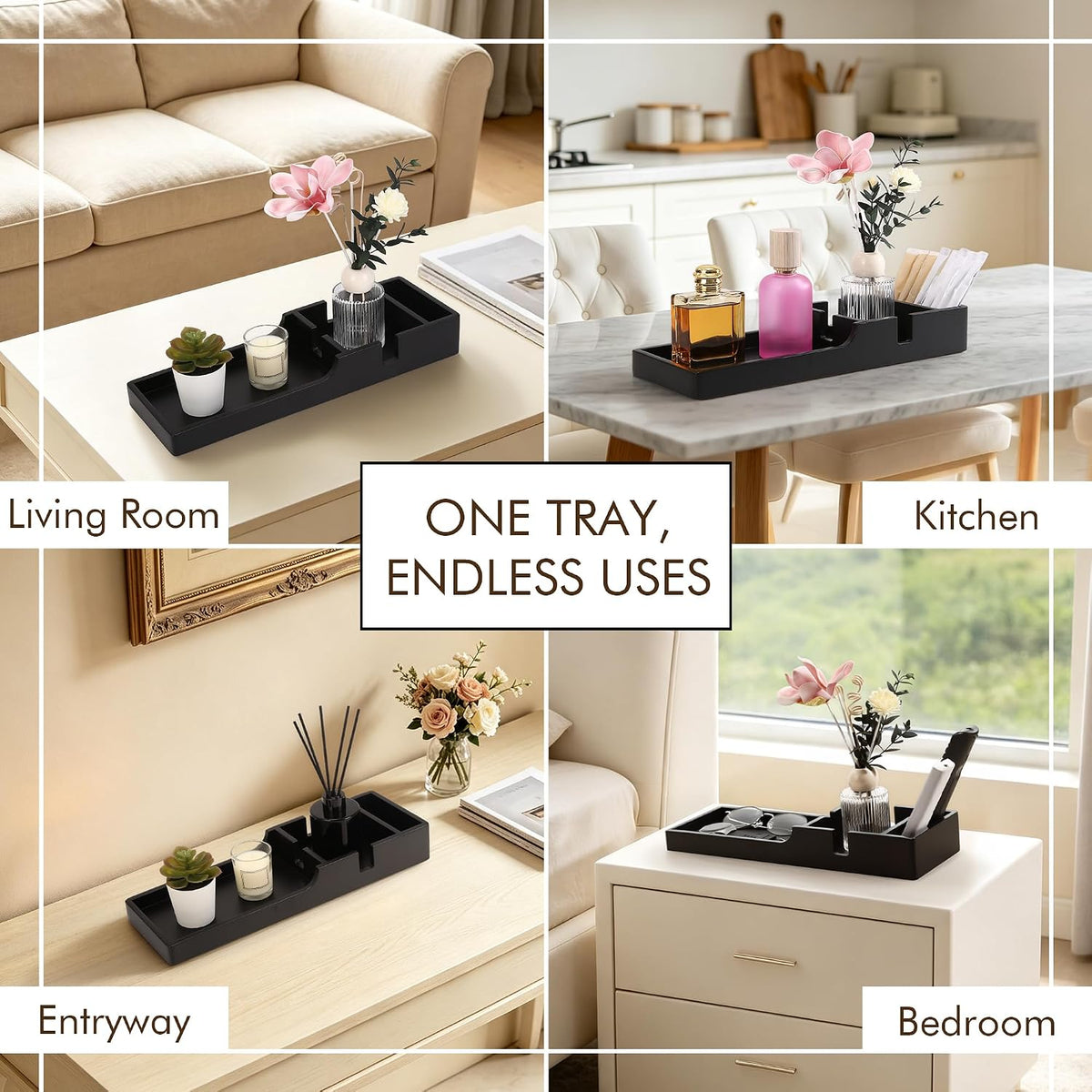 Couch Table Insert for Sectional,15.35x5.12-in,Black Bamboo - Image 7