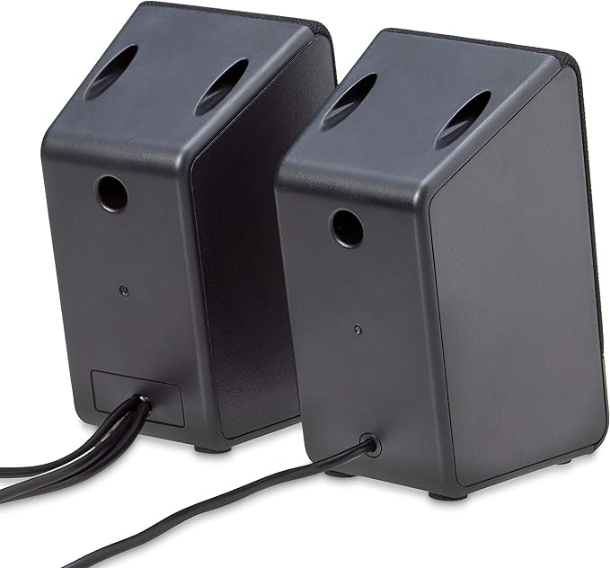 Amazon Basics USB-Powered Computer Speakers with Volume Control for Desktop or Laptop PC, Compact Size, Headphone Jack, Portable, Plug-N-Play, Black - Image 3