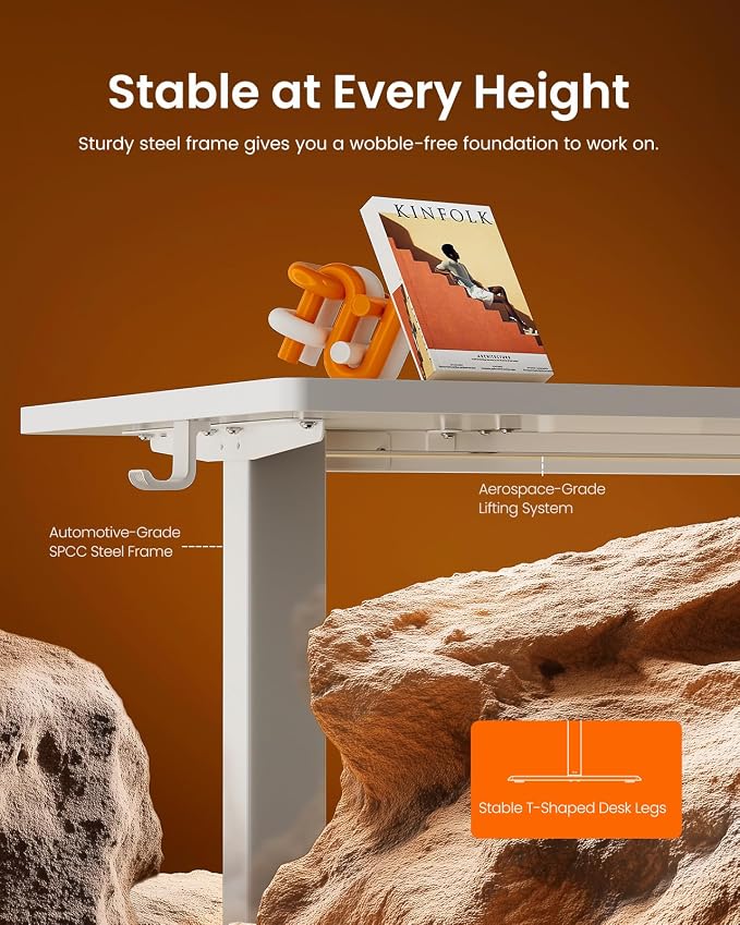 ErGear Height Adjustable Electric Standing Desk, 63 x 28 Inches Sit Stand up Desk, Memory Computer Home Office Desk, White - Image 4