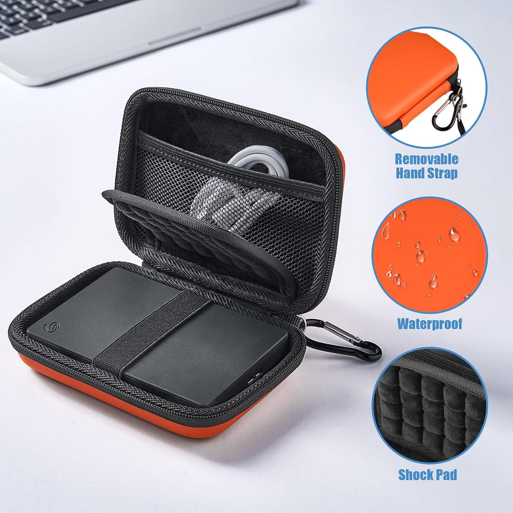 ProCase External Hard Drive Travel Case for 2.5" HDD/SSD -Orange - Image 2