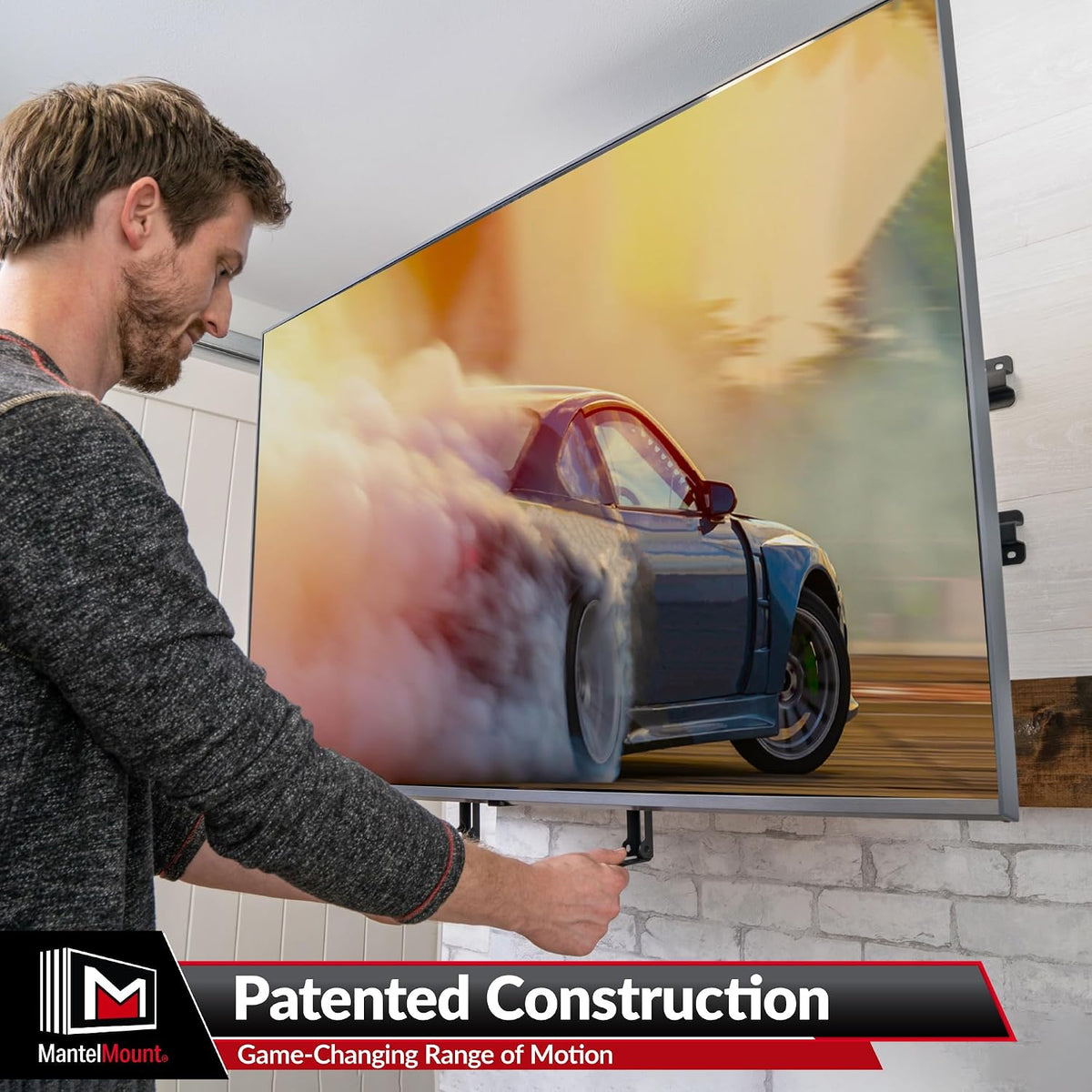 MantelMount- MM340 Above Fireplace Pull Down TV Mount- Televisions 44" to 80" Up to 90 lbs - Safe Auto-Adjusting TV Mounts - Patented Motion Stops, Handles, Balancing Technology - Superior Steel - Image 4