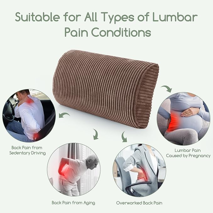 HIGOGOGO Lumbar Support Pillow for Recliner Chair/Accent Chair/Couch, Memory Foam Back Support Cushion for Elderly, Recliner Cushions for Back Rest, Pain Relief, Reading, Washable Cover, Brown - Image 8