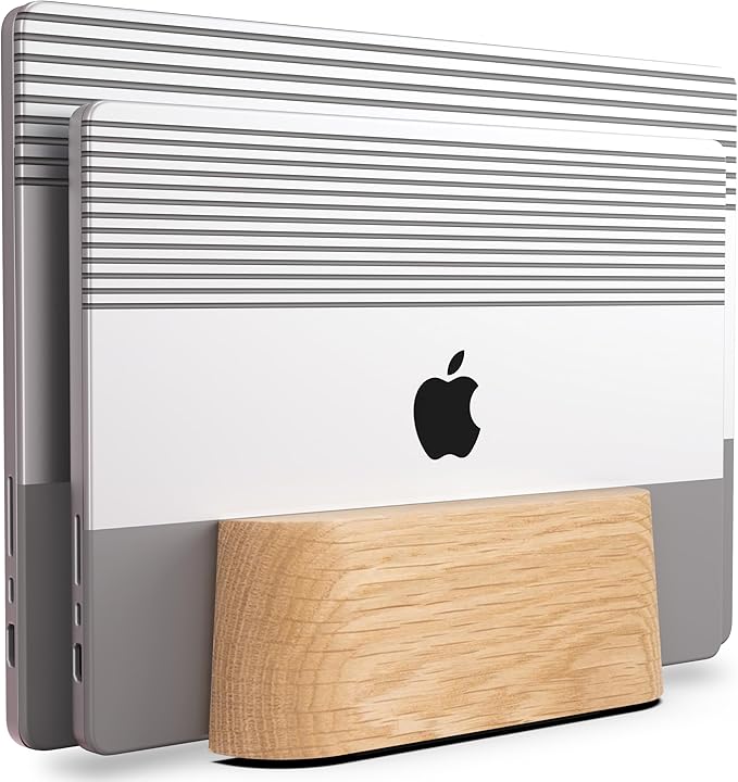 COREMINDED Adjustable Dual Vertical Laptop Stand for Desk, Wooden Laptop Holder, MacBook Pro Stand, Wood Mac Air Dock by COREMINDED