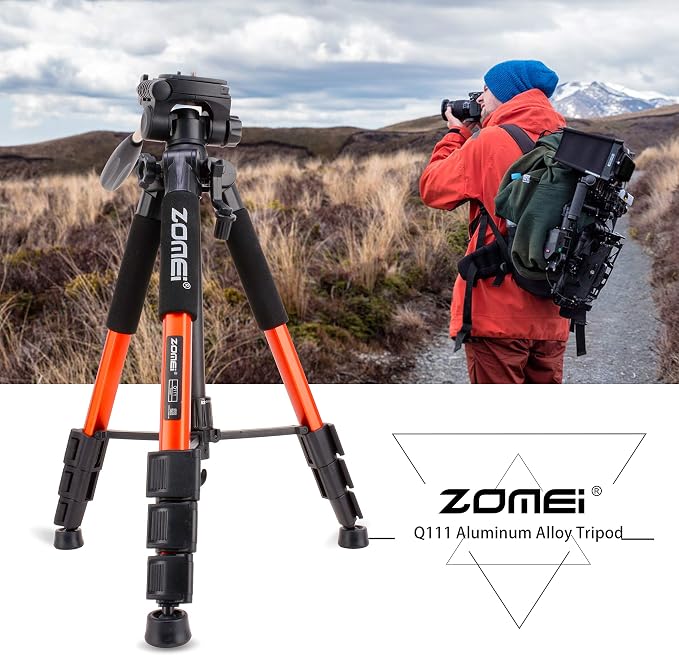 Compact Light Weight Travel Portable Aluminum Camera Tripod Q111 55" for Canon Nikon Sony DSLR Camera YouTube Phone with Carry Case (Orange) - Image 7