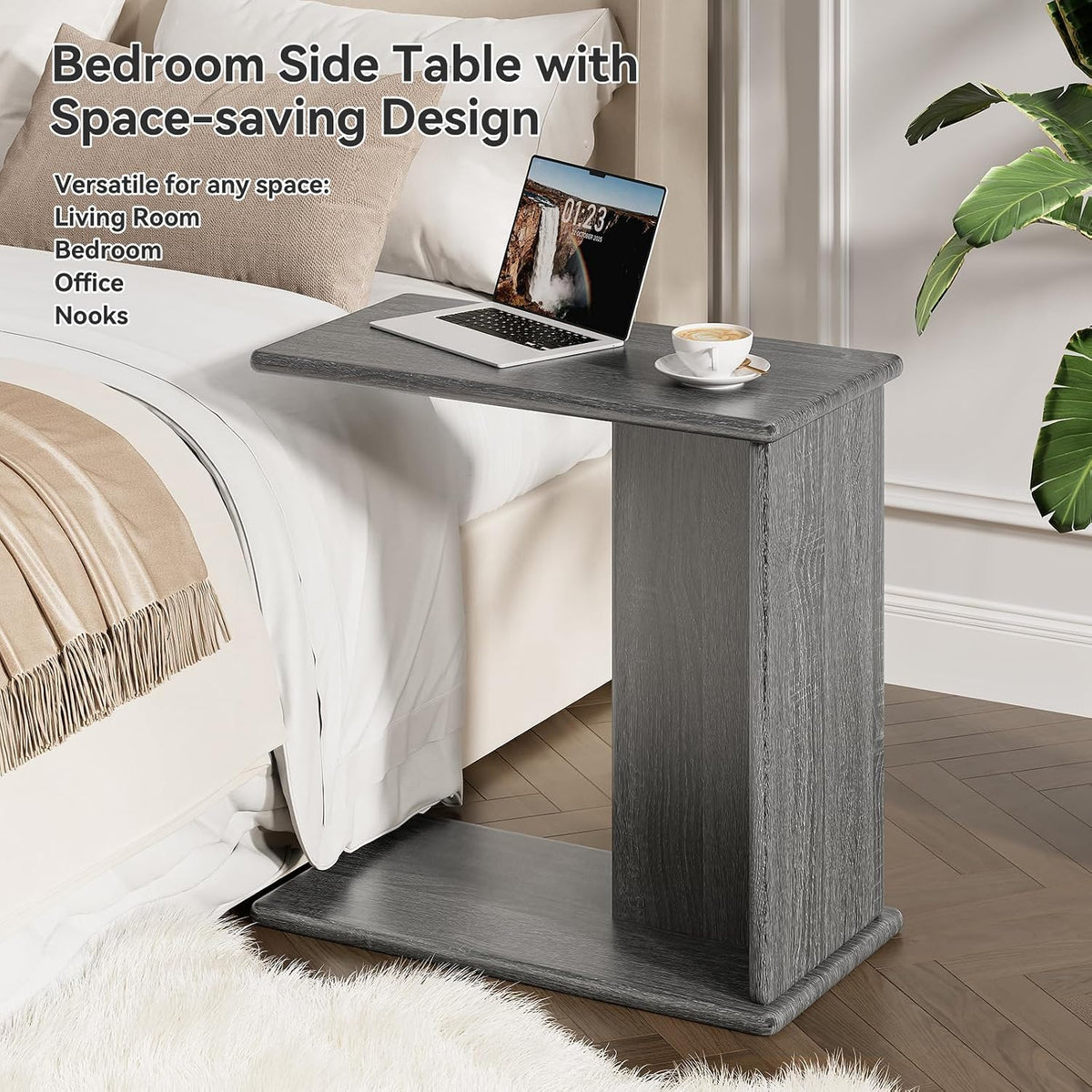 C-Shaped End Table for Couch, Couch Side Table, Narrow Sofa Table - Image 5