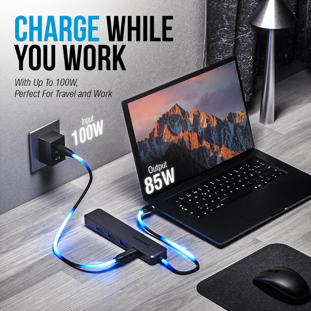 SABRENT USB-C Hub, USB-C to 4K@60Hz HDMI, 100W PD (HB-TC5P) - Image 3
