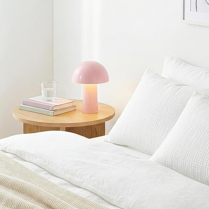 Brightech Celia Mood Lamp – 10" Touch-Controlled Mushroom Table Lamp, Cordless & Dimmable LED, Portable & Rechargeable Bedside Night Light, Sustainable Recycled Modern Patio Lamp for Home Décor – Pink - Image 7