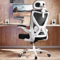 Ergonomic Office Chair: Mesh Desk Chair Comfy with Headrest& Lumbar Support | Ergalithic Big and Tall Office Chairs with Wheels & Flip-Up Arms-Computer Gaming Chairs for Adults Home Office (White Black) by Ergalithic