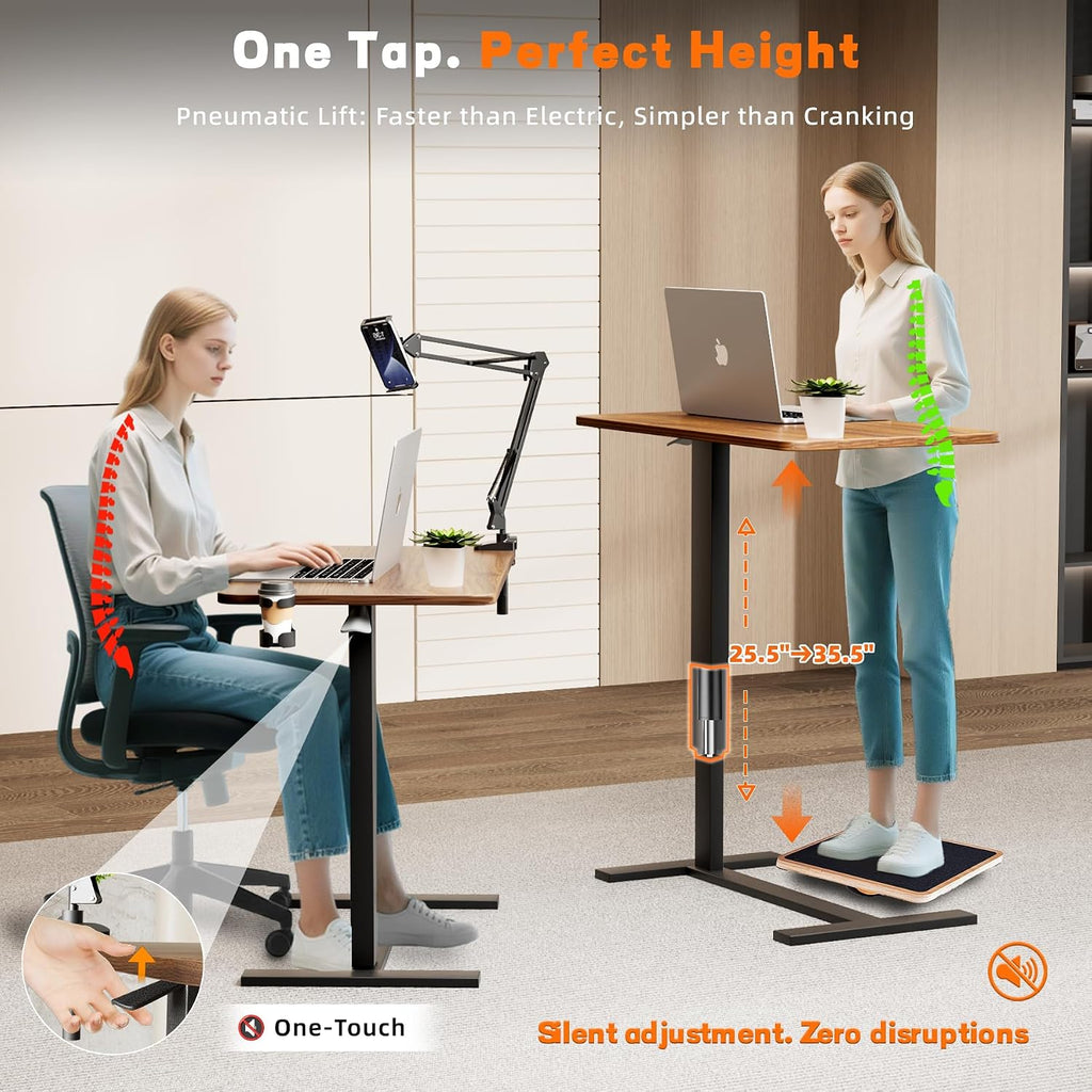 Overbed Table with Wheels, Adjustable Medical Bedside Table, Wood - Image 4