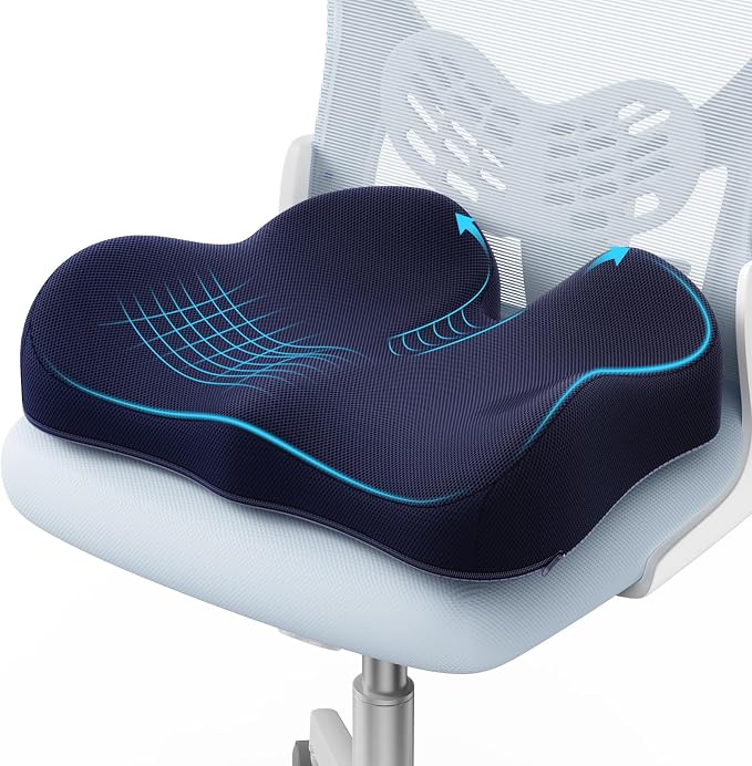A-Pce Ergonomic Seat Cushion, Non-Slip Seat Cushion for Office Chair, Blue | Relieves Sciatica, Lower Back & Coccyx Pain, Suitable for Office Chair, Car Seat & Driving by A-PceforSeat