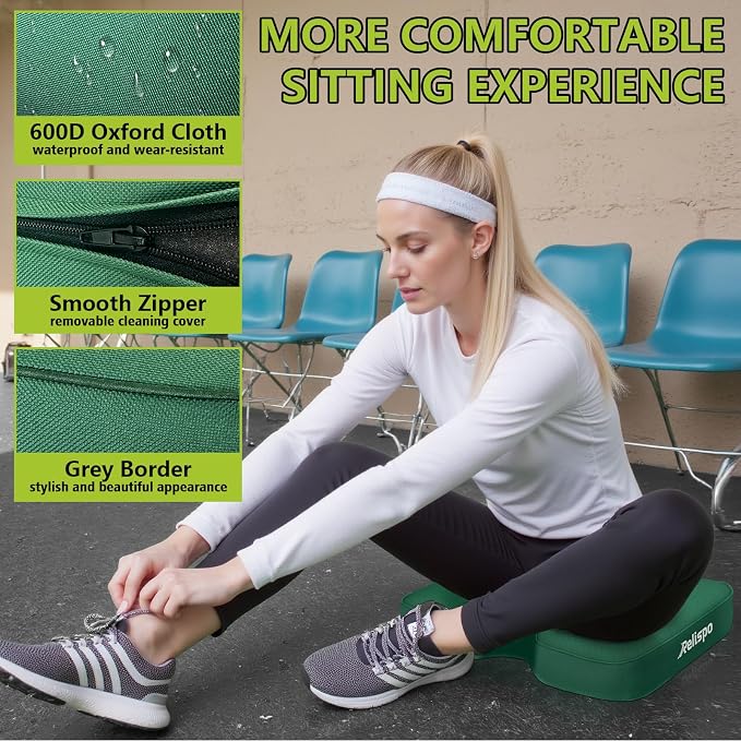 Stadium Seat Cushion for Bleachers, 2-in-1 Reversible Soft & Firm | Bleacher Cushion with Memory & High-Density Foam, Ergonomic Non-Slip Design, Portable for Indoor & Outdoor Sports, Events - Image 4