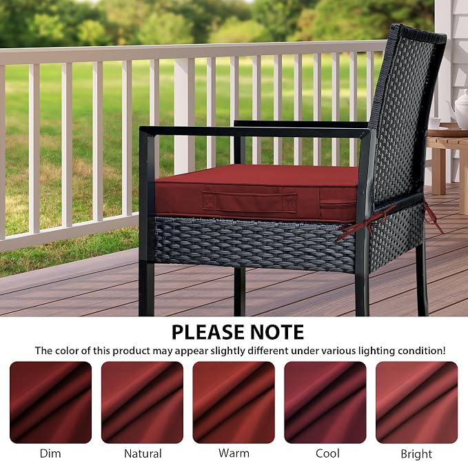 IPYNBAP Outdoor Chair Cushions Set of 4 -Waterproof Outdoor Seat Cushions for Patio Furniture, Patio Chair Cushion with Handle and Ties, Out Door Chair Pads,18.5x16x3-Square, Burgundy - Image 7