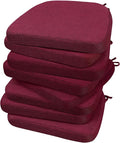 AAAAAcessories D-Shaped Chair Cushions, 2" Thick Dining Chair Pads with Ties and Removable, Machine-Washable Cover, 17" x 16", Set of 8, Wine Red by AAAAAcessories