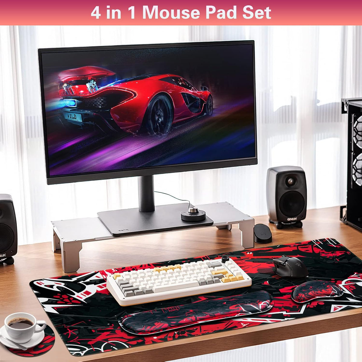 Canjoy Desk Mat with Keyboard and Mouse, Desk Pad with Wrist Rest Support - Image 2