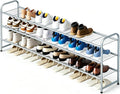 KEETDY 3-Tier Long Shoe Rack for Closet Metal Shoe Organizer for Entryway, Wide Stackable Shoe Storage Shelf with Sturdy Wire Grid for Closet Floor, Bedroom, Grey by KEETDY