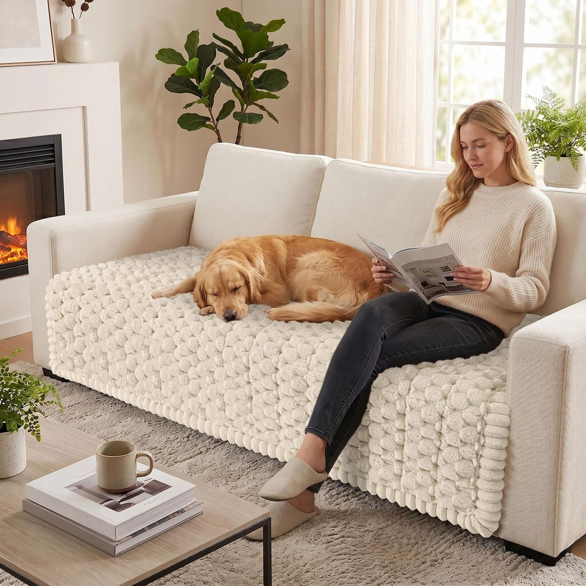 Smiry Couch Covers for Dogs, Non Slip Fuzzy Pet Sofa Protector Washable - Image 5
