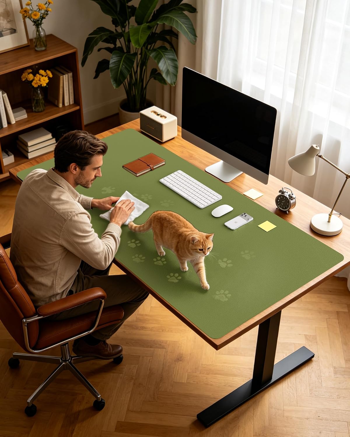 YSAGi Leather Desk Pad Protector, Office Desk Mat, Large Mouse Pad, Non-Slip PU Leather Desk Blotter, Laptop Desk Pad, Waterproof Desk Writing Pad for Office and Home (Green,55" x 17.2") - Image 8