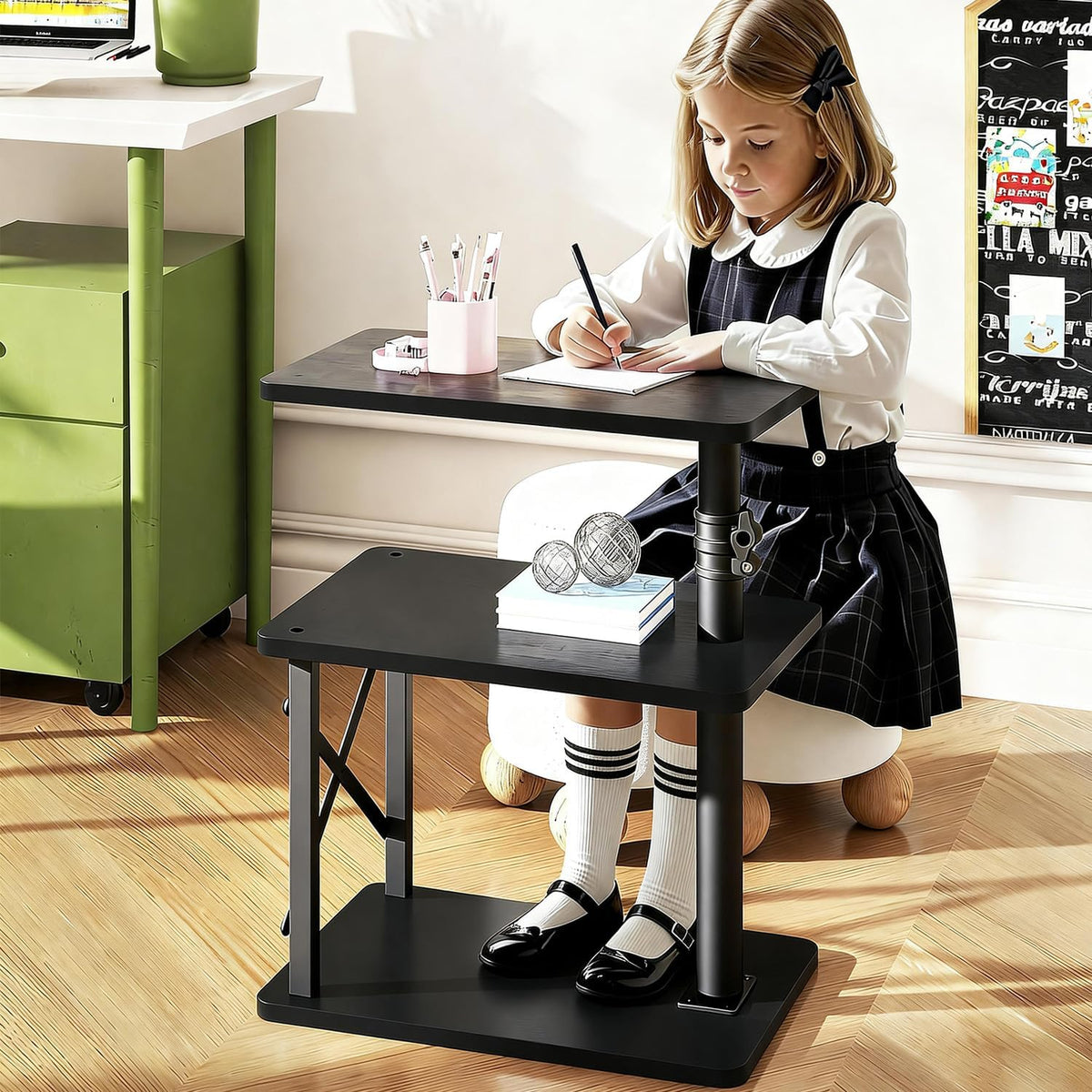 IBUYKE 360° Swivel Height Adjustable C Shaped Side Table,TV Tray Table - Image 2