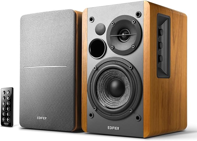 Edifier R1280DB Powered Bluetooth Bookshelf Speakers - Optical Input - Wireless Studio Monitors - 4 Inch Near Field Speaker - 42w RMS - Wood Grain by Edifier