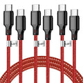 USB C to USB C Cable, 3 Pack 6ft Type C Fast Charger Cord (Red) | Nylon Braided High-Speed Data Transfer Wire for iPhone 17/16/15 Plus/Pro Max iPad Air Ps5 Controller Samsung Galaxy by CUGUNU