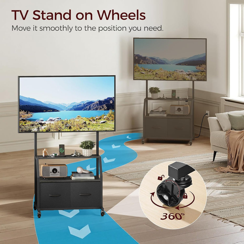 MAHANCRIS Rolling TV Stand with Mount and Wheels for 32"-55" TV - Image 4
