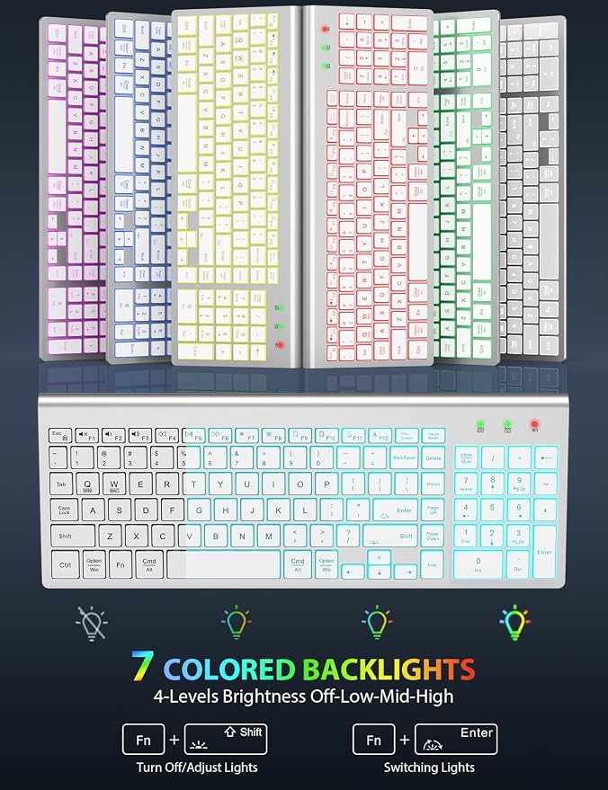 Wireless Keyboard and Mouse Combo, Compact Backlit Scissor Keys | Slim Design, Rechargeable, Quiet Typing, RGB Mouse, Auto Sleep, 2.4GHz USB Wireless, KM61PRO Portable Set for Windows & Mac - Image 6