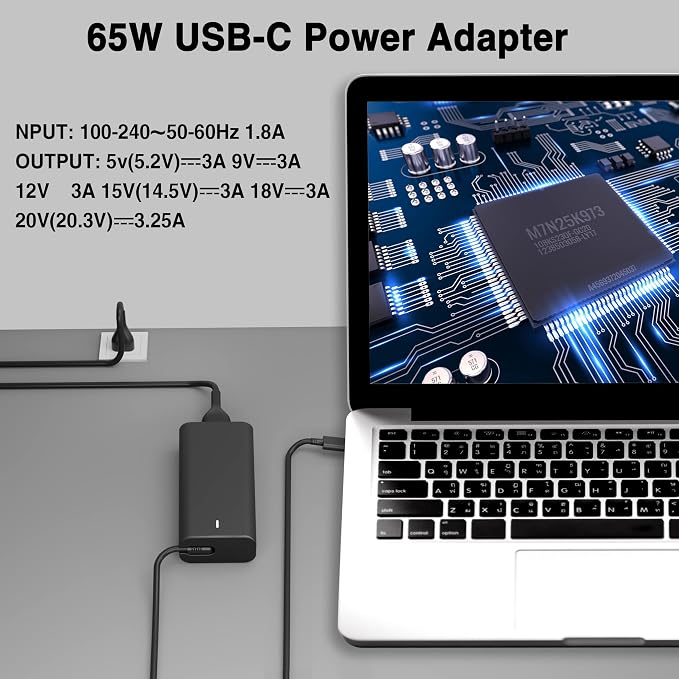 65W USB C Laptop Charger for Dell Latitude Inspiron XPS Type C | For Dell Latitude 7350 7450 7650 5450 5550 5540 5530 5520 5440 5430 5420, XPS 13, Inspiron 14 2-in-1, Chromebook 3100 - Image 5