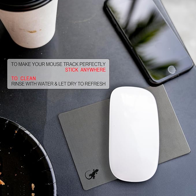 Mouse Pad Adhesive Bottom - Sticks to Any Surface - Portable - Webcam Covers and Screen Cleaner Included (Gray) - Image 3
