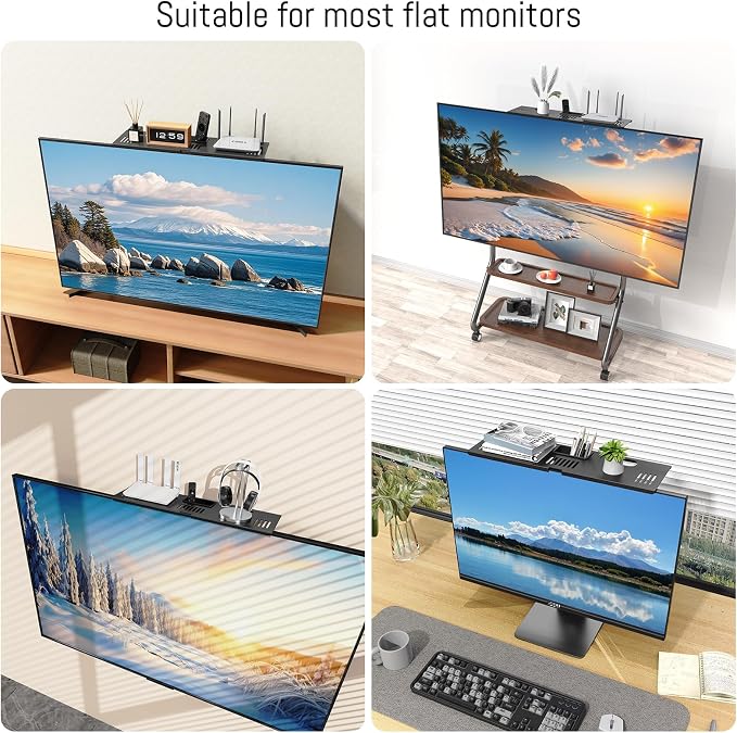 CABTE Adjustable Steel TV Top Shelf, Floating TV Stand | Universal Monitor Shelf for Soundbar, Game Console, Cable Box, Router Shelves (16.93x4.72inch with 1 Boxes) - Image 7