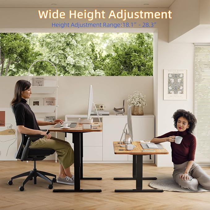 YIHAYO Low Height Adjustable Desk, Lifts 18.1-28.3 Inches, Electric Standing Desk for Short People, 55 x 24 Inches Computer Table with Splice Board for Home Office, Rustic Brown - Image 4