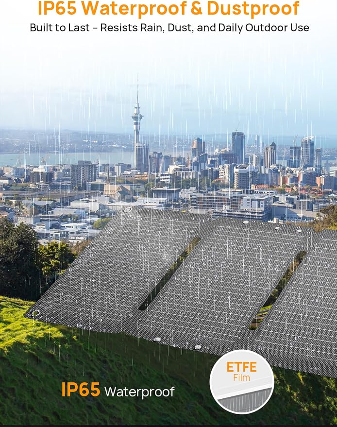 AFERIY 30W Portable Solar Panel Chargers QC3.0 18W USB-A USB-C Output Foldable Small Power Emergency ETFE Panels IP67 Waterproof Camping Backpacking Hiking for Cell Phone Power Banks Flashlight - Image 4