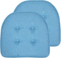 Chair Cushion Memory Foam Pads Tufted Slip Non Skid Rubber Back U-Shaped 17" x 16" Seat Cover, (Pack of 3) by SweetHomeCollection