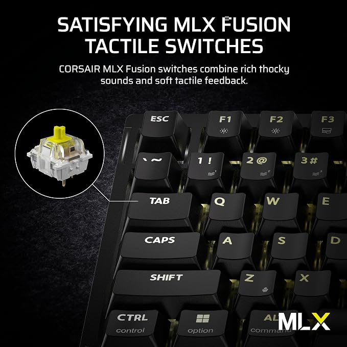 Corsair K65 Plus Wireless 75% RGB Hot-Swappable Mechanical Gaming Keyboard – Pre-Lubricated MLX Fusion Tactile Switches – Dual-Layer Sound Dampening – PBT Keycaps – QWERTY NA – Black - Image 4