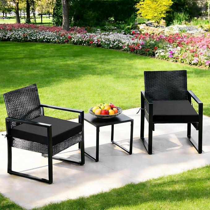 Outdoor Chair Cushions Set of 2, 19x19x3 Inch Waterproof & Fade Resistant Patio Furniture Seat Cushions with Ties, Square Outdoor Dining Chair Cushions for Lawn, Garden, Deck & Yard, Black - Image 8
