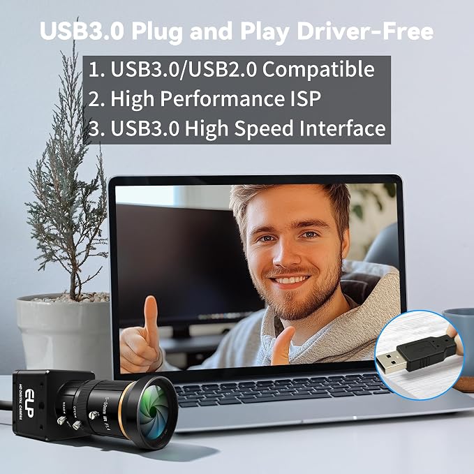 120fps Global Shutter Camera,USB3.0/2.0 High Speed Color Webcam,10X 5-50mm Manual Zoom Lens,1920x1200 Max Resolution,Wide System Support for High Speed Motion Analysis Golf Swing 3D Printer - Image 5