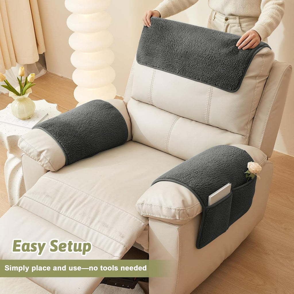 Universal Sherpa Recliner & Armchair Covers with Pockets - Image 6