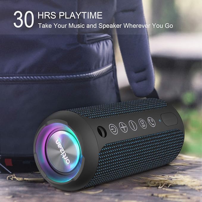 Ortizan Portable Bluetooth Speakers, IPX7 Waterproof Wireless Speaker with 24W Loud Stereo Sound, Outdoor Speaker with Bluetooth 5.3, Deep Bass, RGB Lights, Dual Pairing, 30H Playtime for Home - Image 6