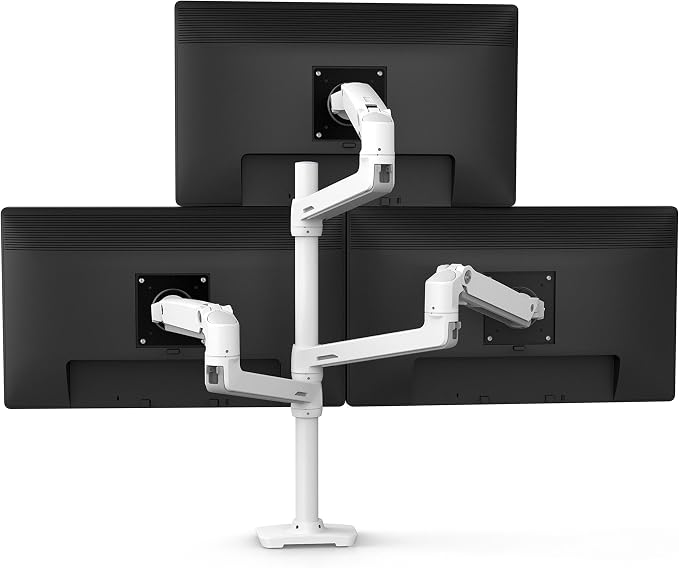 Ergotron – LX Vertical Stacking Dual Monitor Arm, VESA Desk Mount – for 2 Monitors Up to 40 Inches, 7 to 22 lbs Each – Tall Pole, White - Image 8