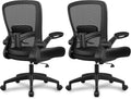 FelixKing Office Chair, Ergonomic Desk Chair Breathable Mesh Chairs Adjustable High Back Lumbar Support Flip-up Armrests, Executive Rolling Swivel Comfy Computer Chairs Home Office Black, Pack of 2 by FelixKing
