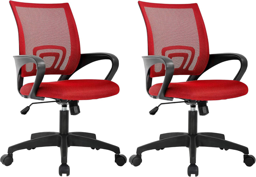 BestOffice Home Office Chair Ergonomic Desk Chair Mesh Computer Chair with Lumbar Support Armrest Executive Rolling Swivel Adjustable Mid Back Task Chair,Red by BestOffice