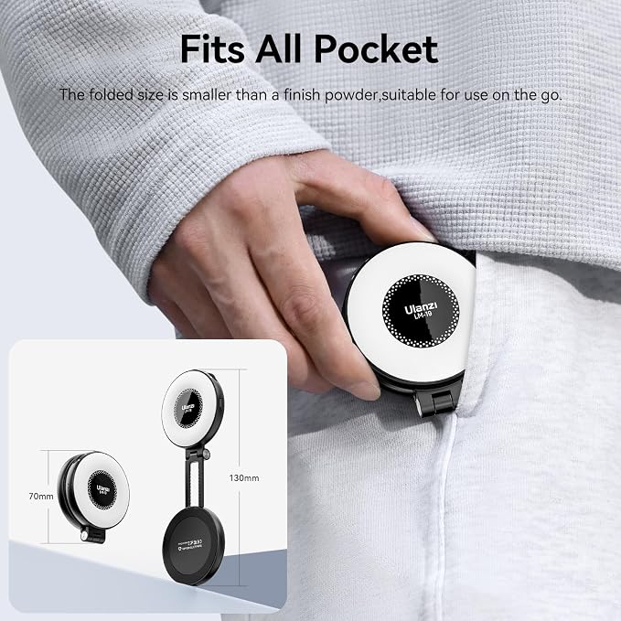 Fill Light Magnetic LED Phone Light Attachment Selfie Ring Light Brightness | LM19 Magnetic Phone Fill Light Adjustable Compatible with iPhone Smartphone Vlogs/Photography/Video Conference Color Black - Image 6