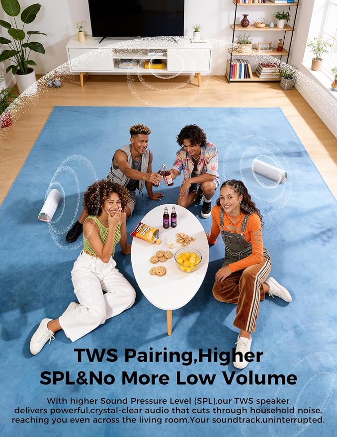 Bluetooth Speaker, 20W HD Sound, Portable Wireless, IPX5 Waterproof, Up to 24H Playtime, TWS Pairing, for Home/Party/Outdoor/Camping/Beach Essentials, Electronic Gadgets, Birthday Gift (White) - Image 6