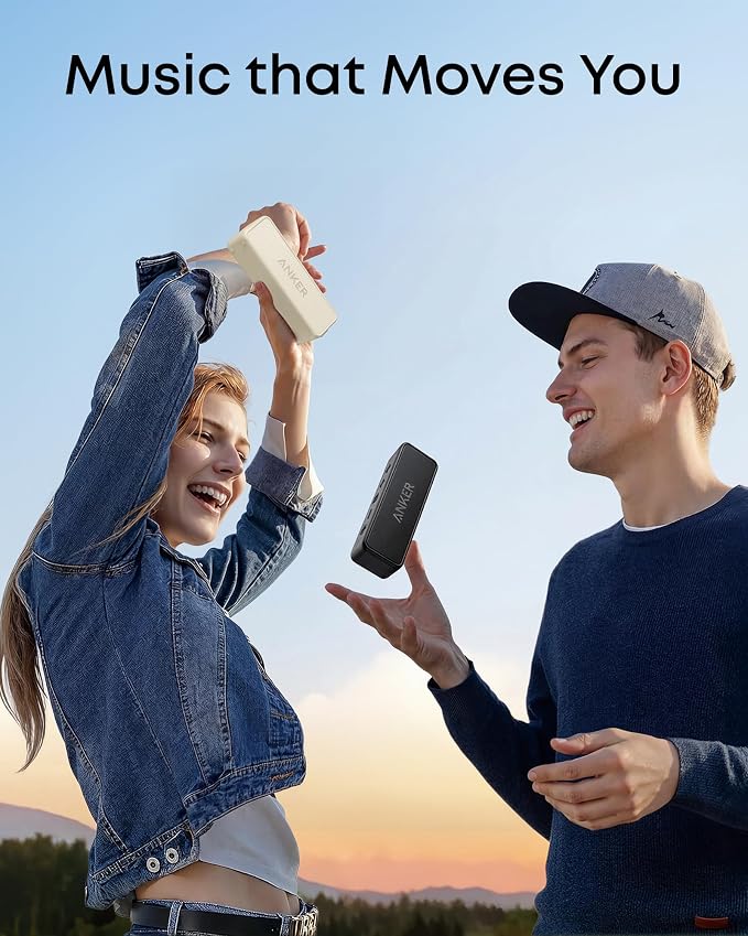 Soundcore Anker 2 Portable Bluetooth Speaker, Stereo Sound, IPX7 | BassUp, 24H Playtime, Bluetooth 6, Wireless Speaker for Home, Outdoors, Travel-Beige - Image 5